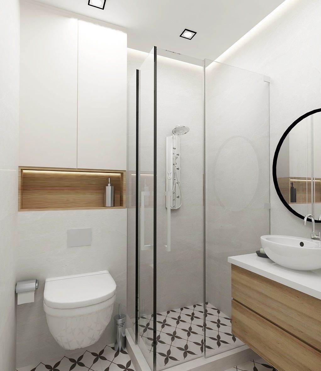 toilet modern bathroom with tiled floor 3D model_1