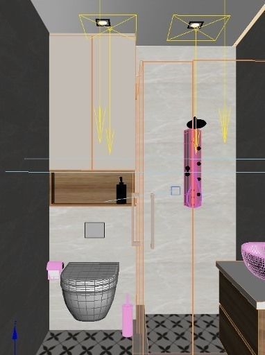 toilet modern bathroom with tiled floor 3D model_7
