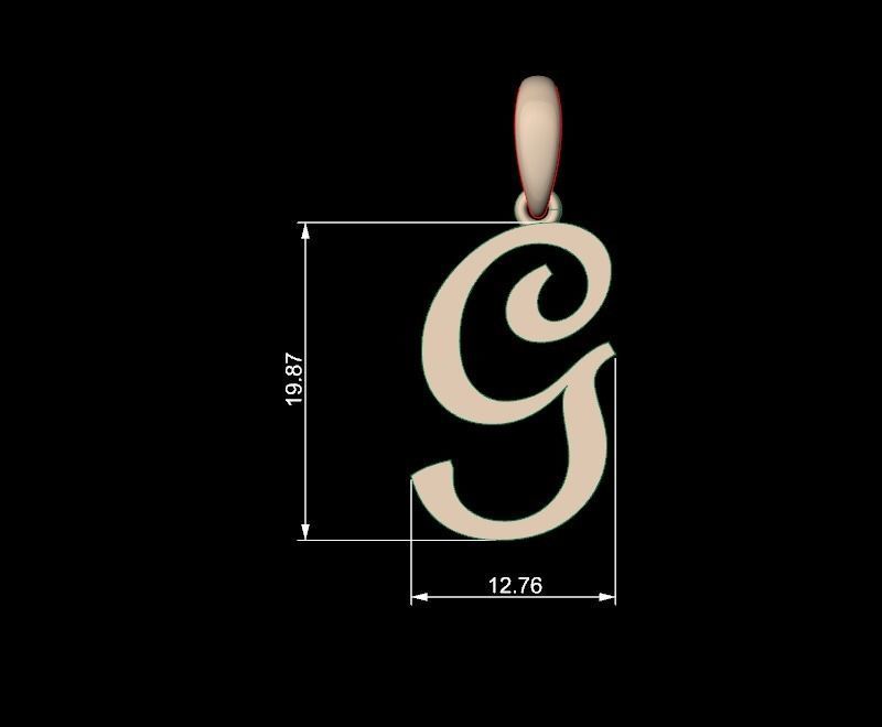 Initial Letters Pendant French Script G 3D print model_4