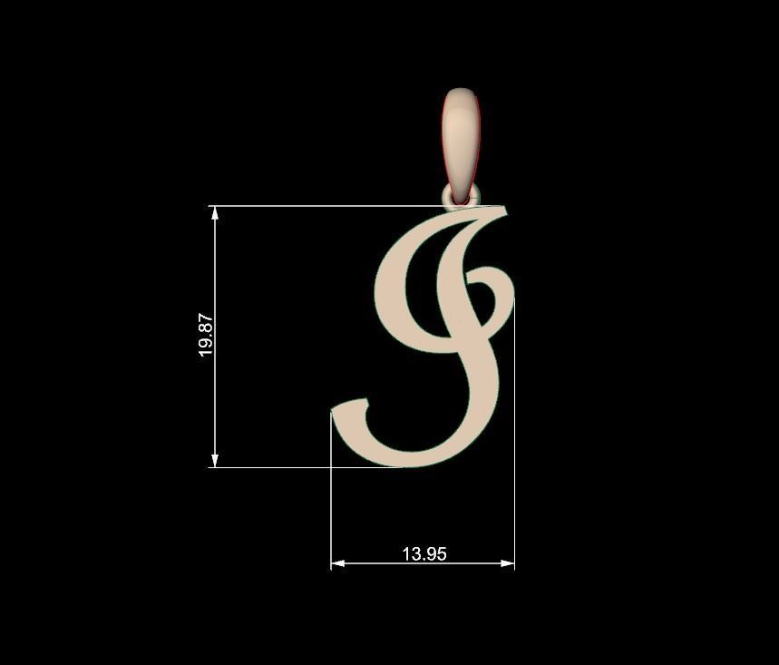 Initial Letters Pendant French Script I 3D print model_4