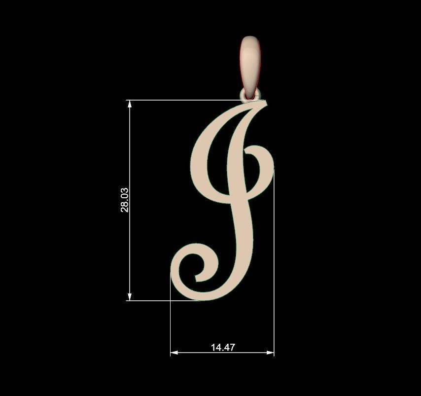 Initial Letters Pendant French Script J 3D print model_4