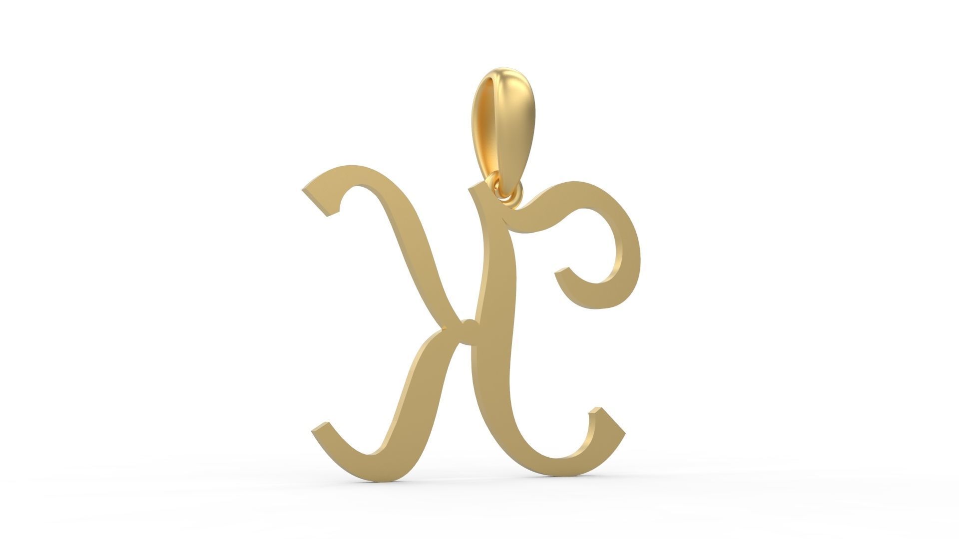 Initial Letters Pendant French Script K 3D print model_3
