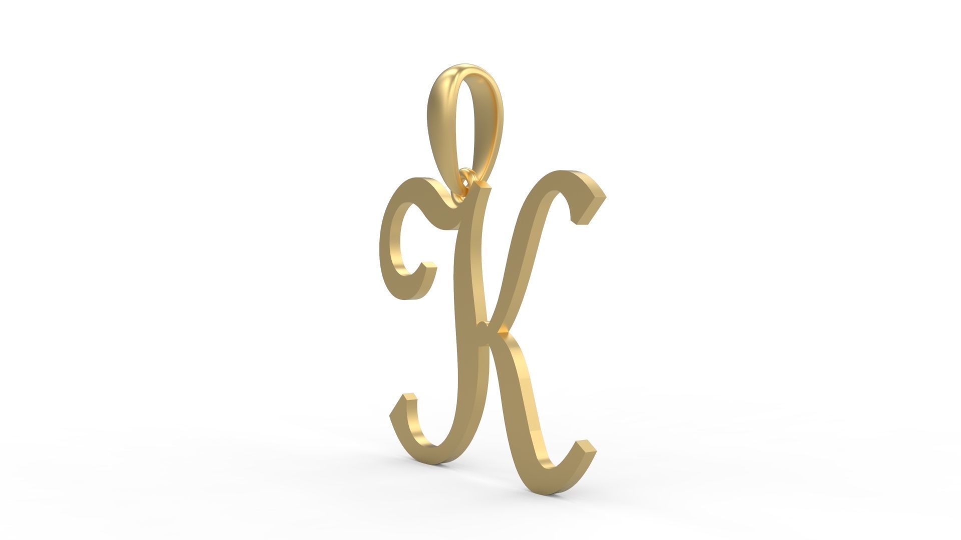 Initial Letters Pendant French Script K 3D print model_1