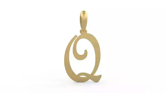 Initial Letters Pendant French Script Q