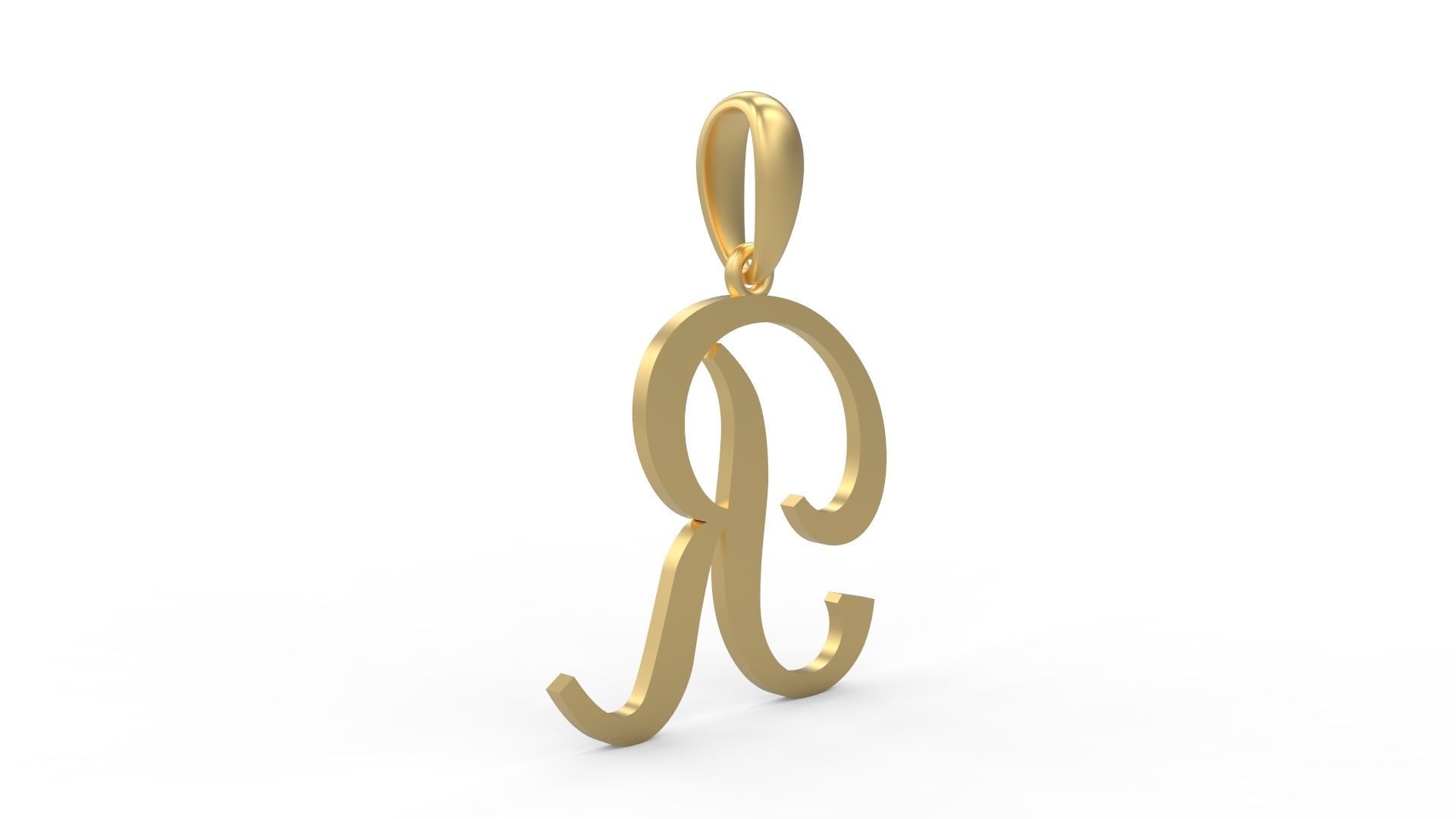 Initial Letters Pendant French Script R 3D print model_3