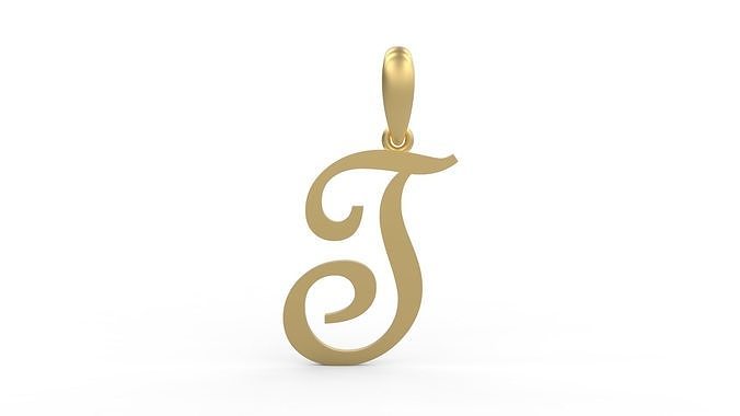 Initial Letters Pendant French Script T 3D print model