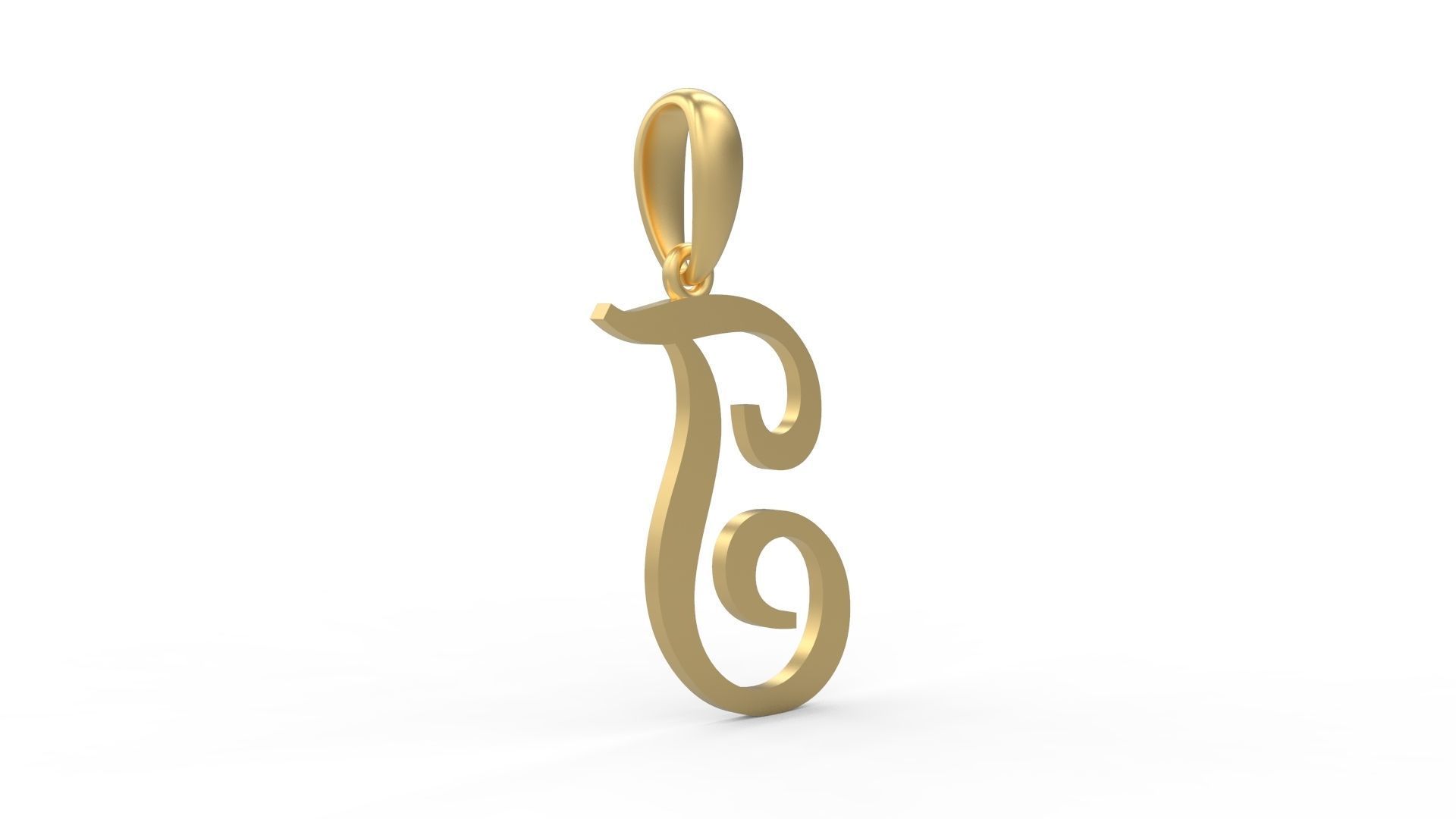 Initial Letters Pendant French Script T 3D print model_3
