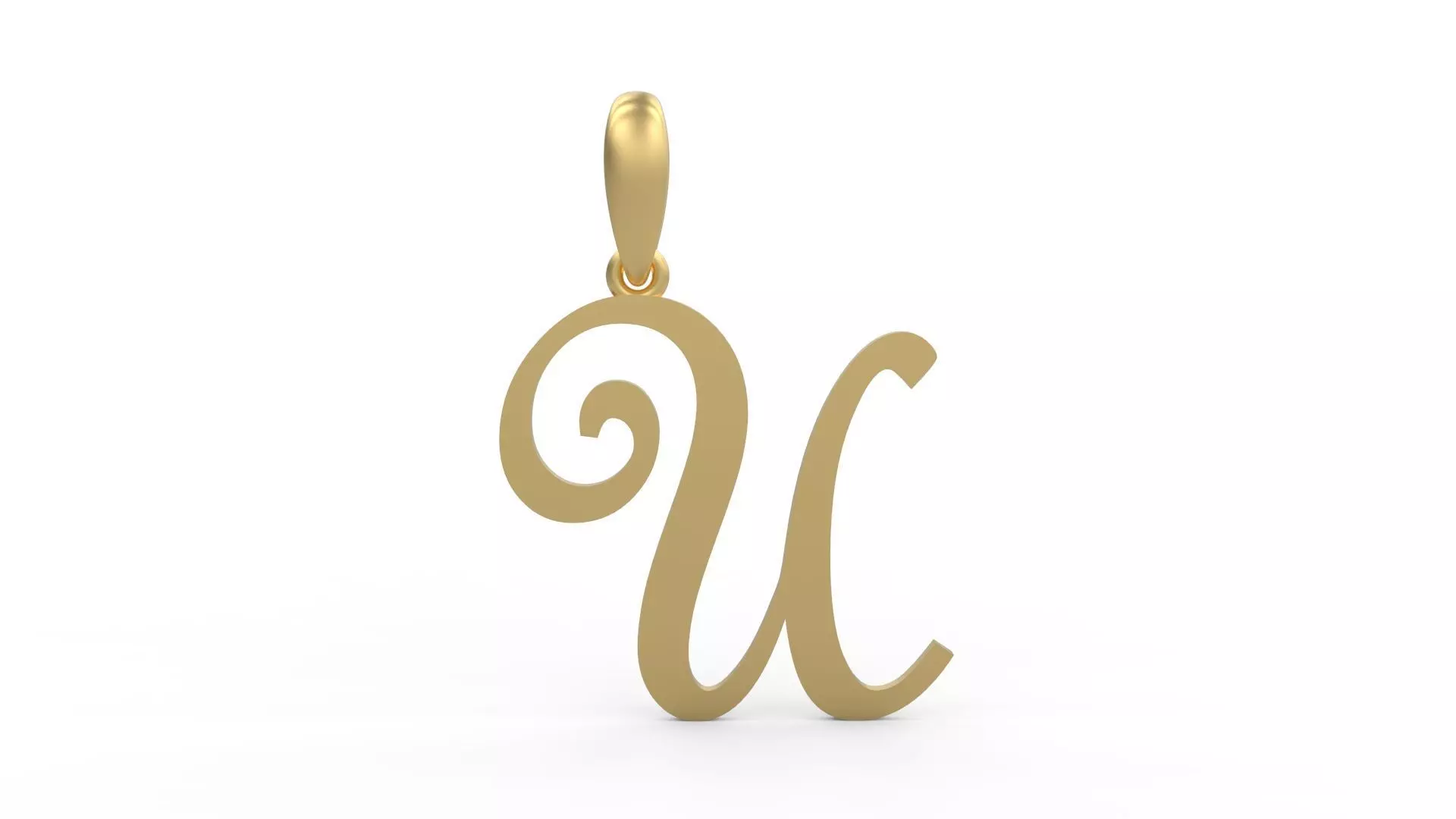 Initial Letters Pendant French Script U 3D print model_0