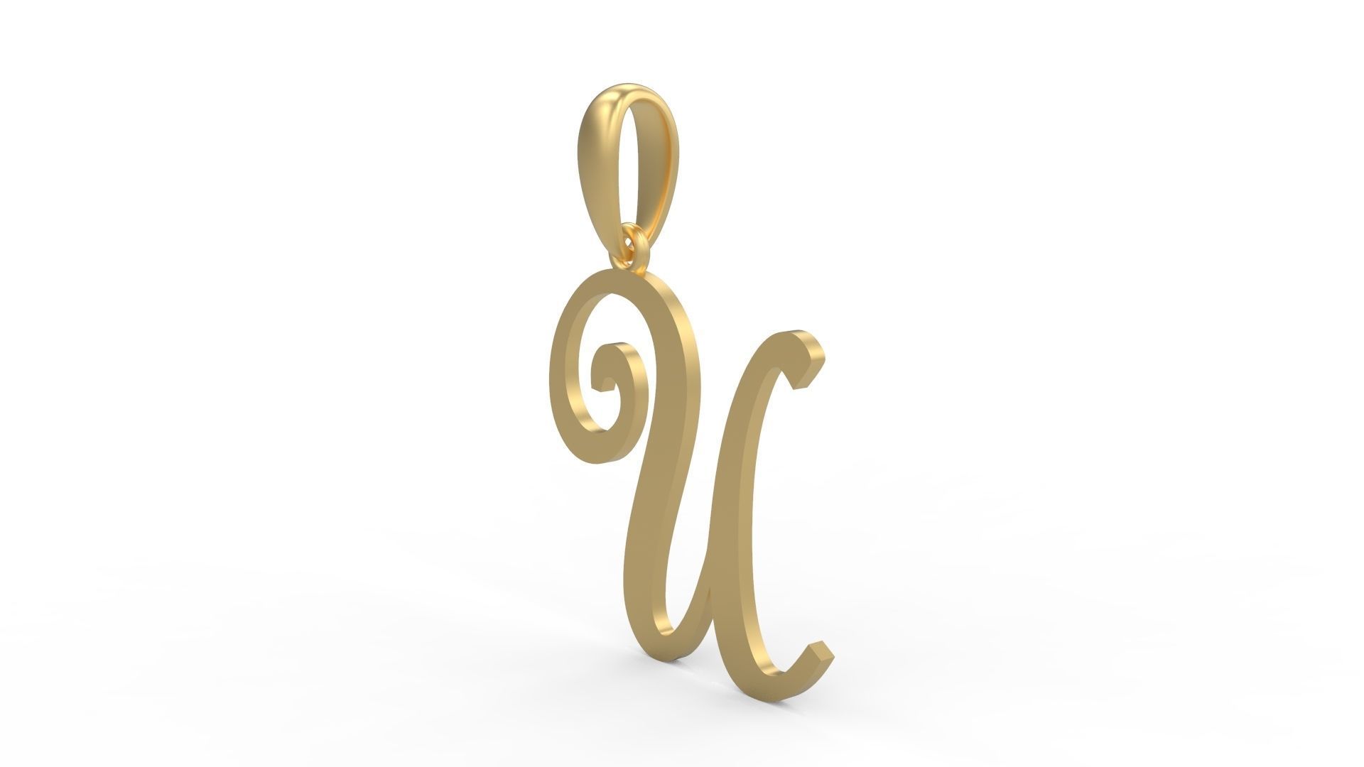 Initial Letters Pendant French Script U 3D print model_1