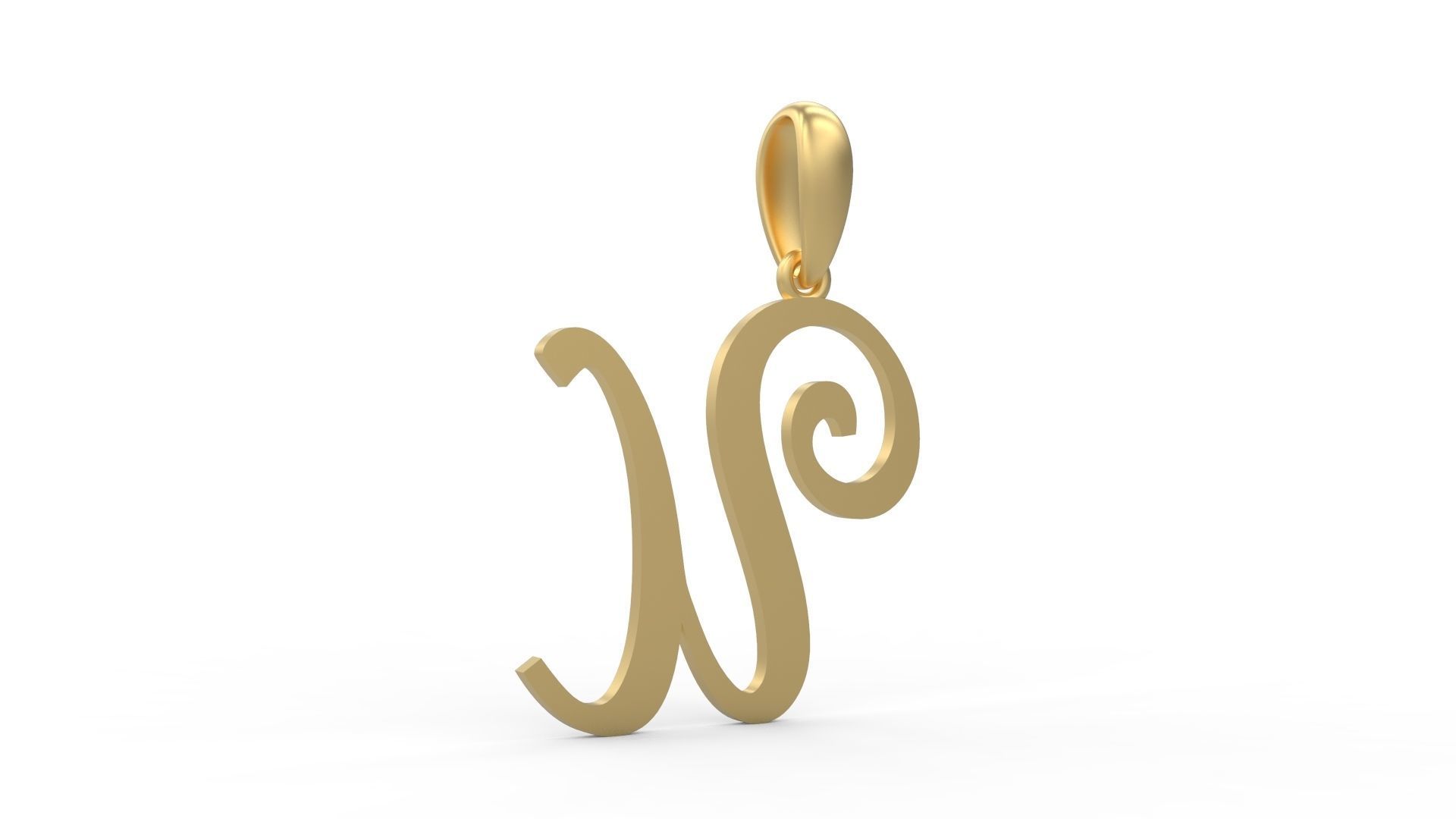 Initial Letters Pendant French Script U 3D print model_3