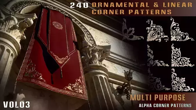 240 ornamental and linear corner patterns alpha-Vol 03