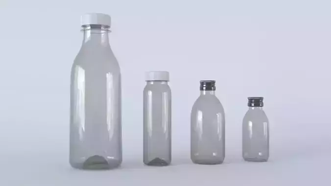 Plastic Bottles - Set of 4 3D model