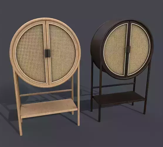 Rattan Cabinet Pbr Low-poly 3D model