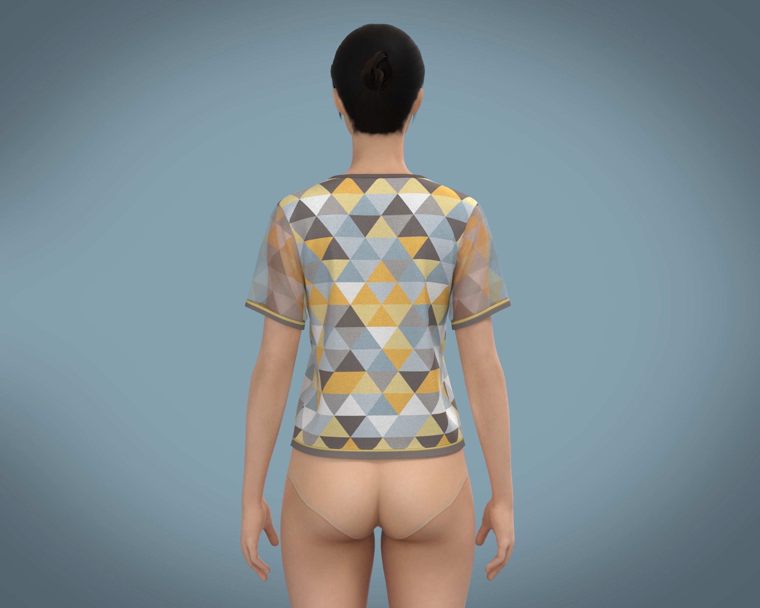 Ladies Triangle Print Tops 3D model_7