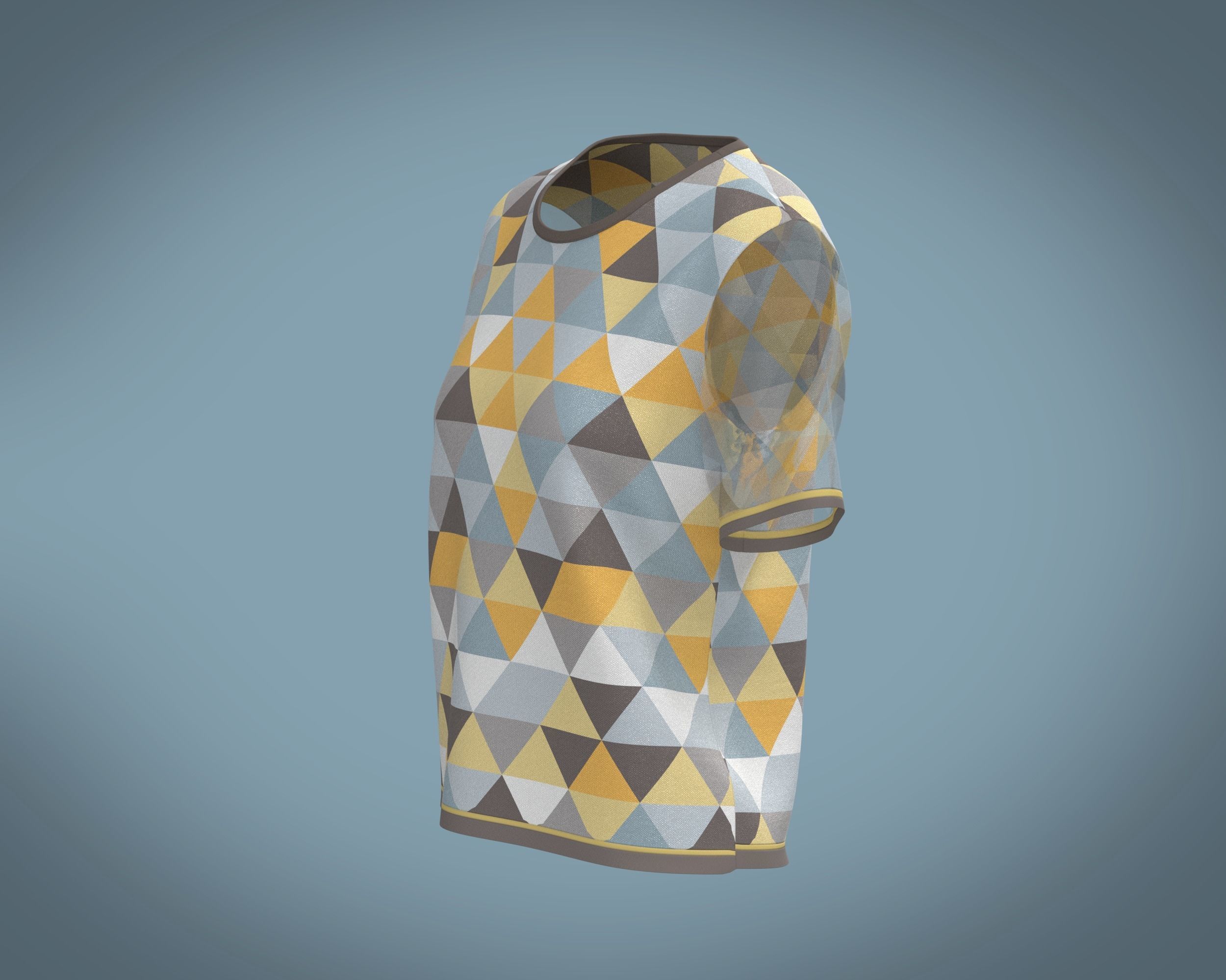 Ladies Triangle Print Tops 3D model_6