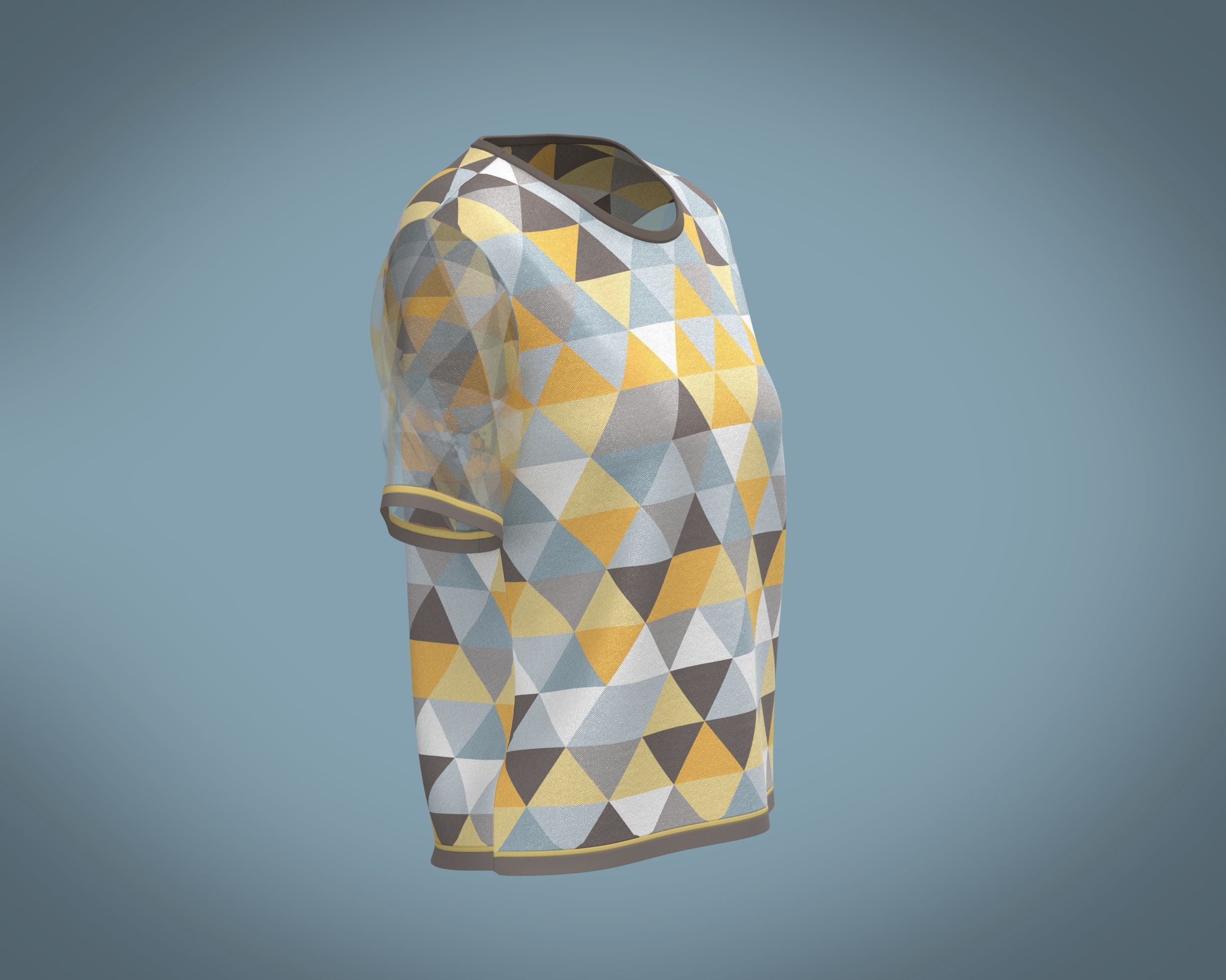 Ladies Triangle Print Tops 3D model_2