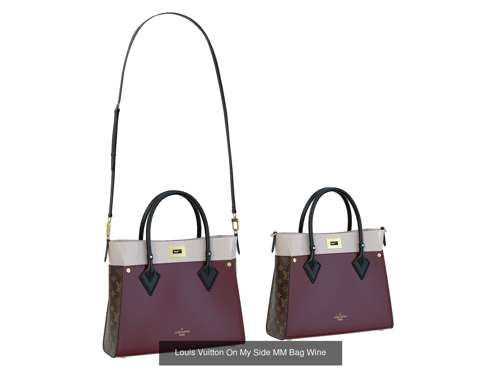 Louis Vuitton On My Side MM Bag 3D Model Collection_3
