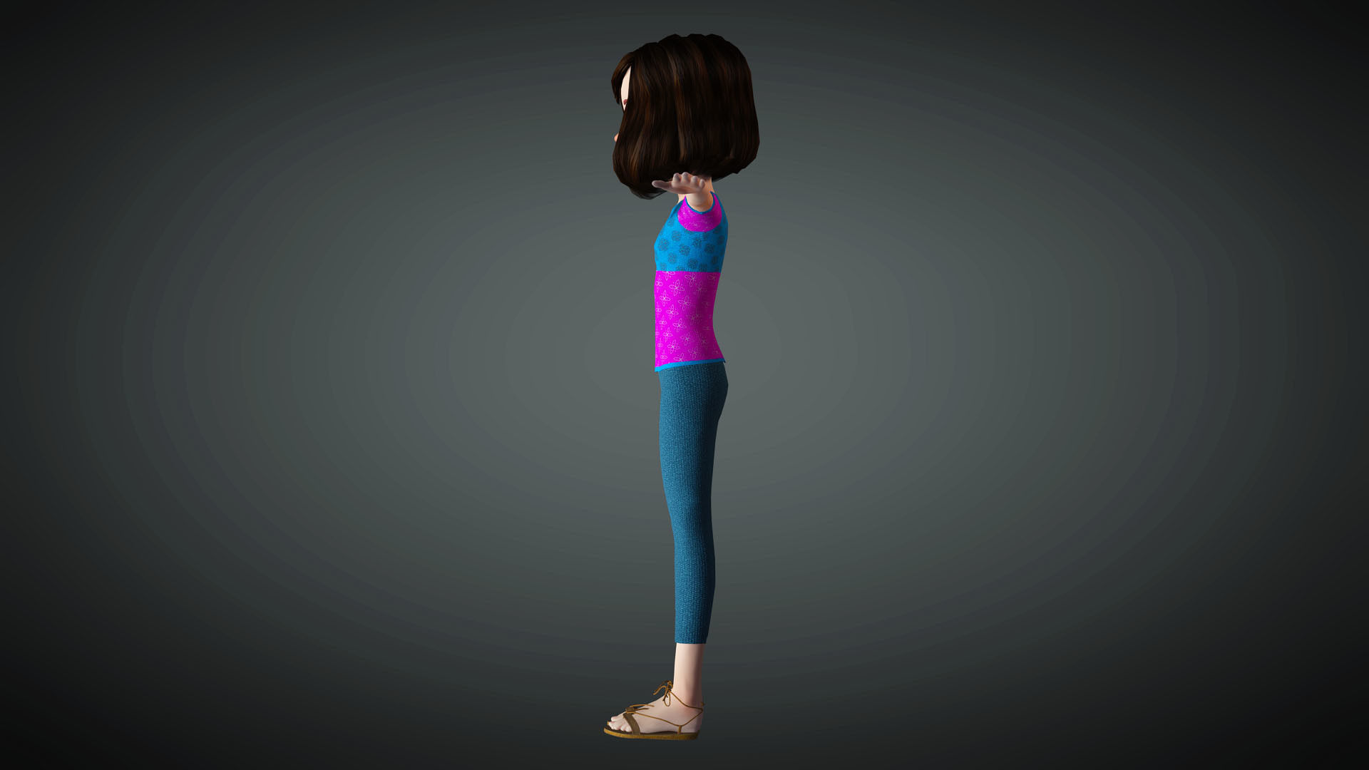 Cartoon Girl Full Rigged 3D Model 3D model_8