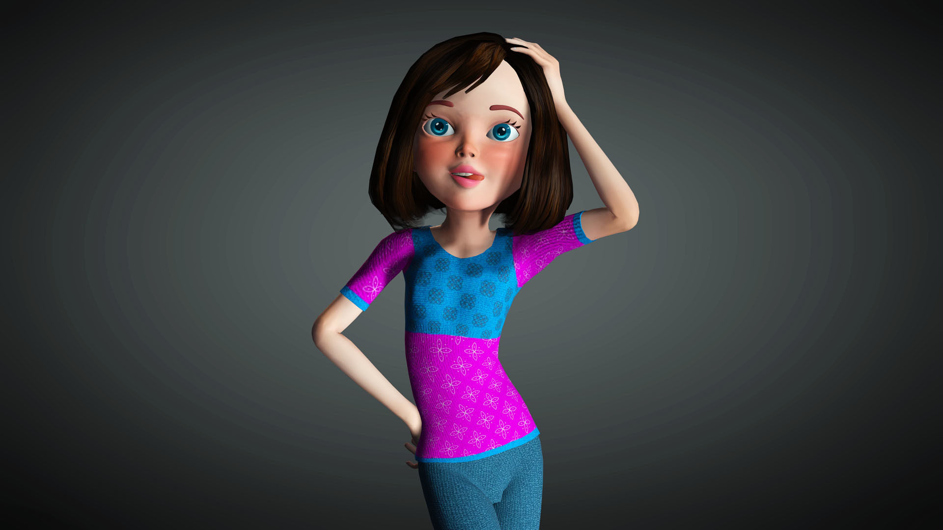 Cartoon Girl Full Rigged 3D Model 3D model_3