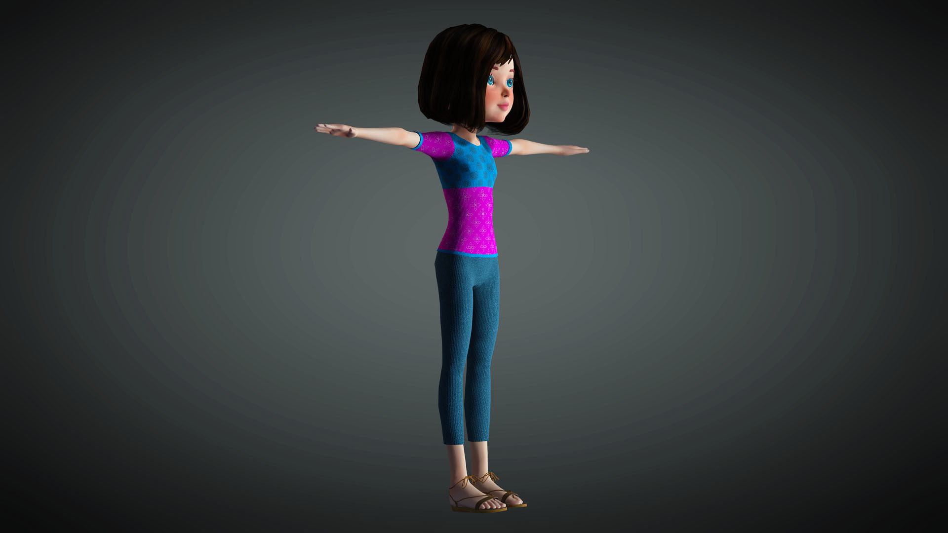 Cartoon Girl Full Rigged 3D Model 3D model_12