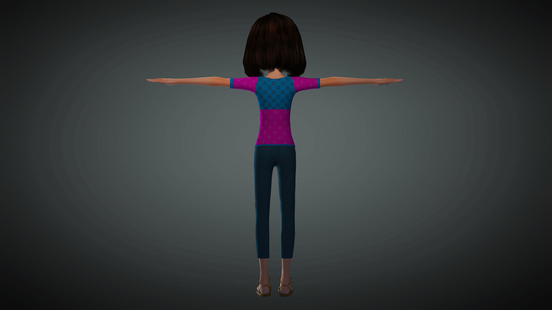 Cartoon Girl Full Rigged 3D Model 3D model_10