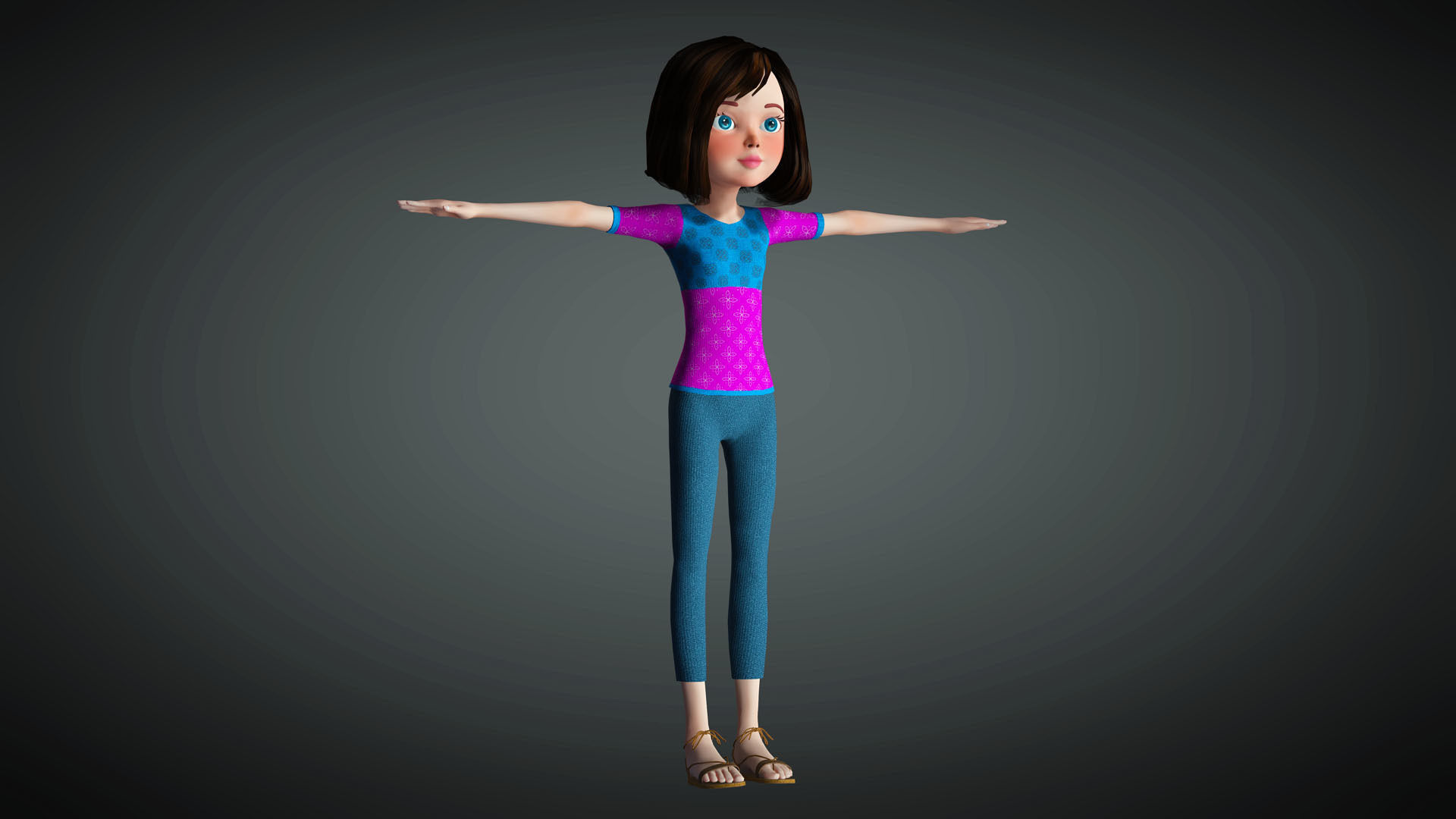 Cartoon Girl Full Rigged 3D Model 3D model_13