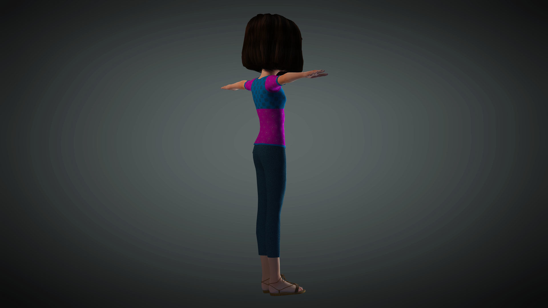 Cartoon Girl Full Rigged 3D Model 3D model_11