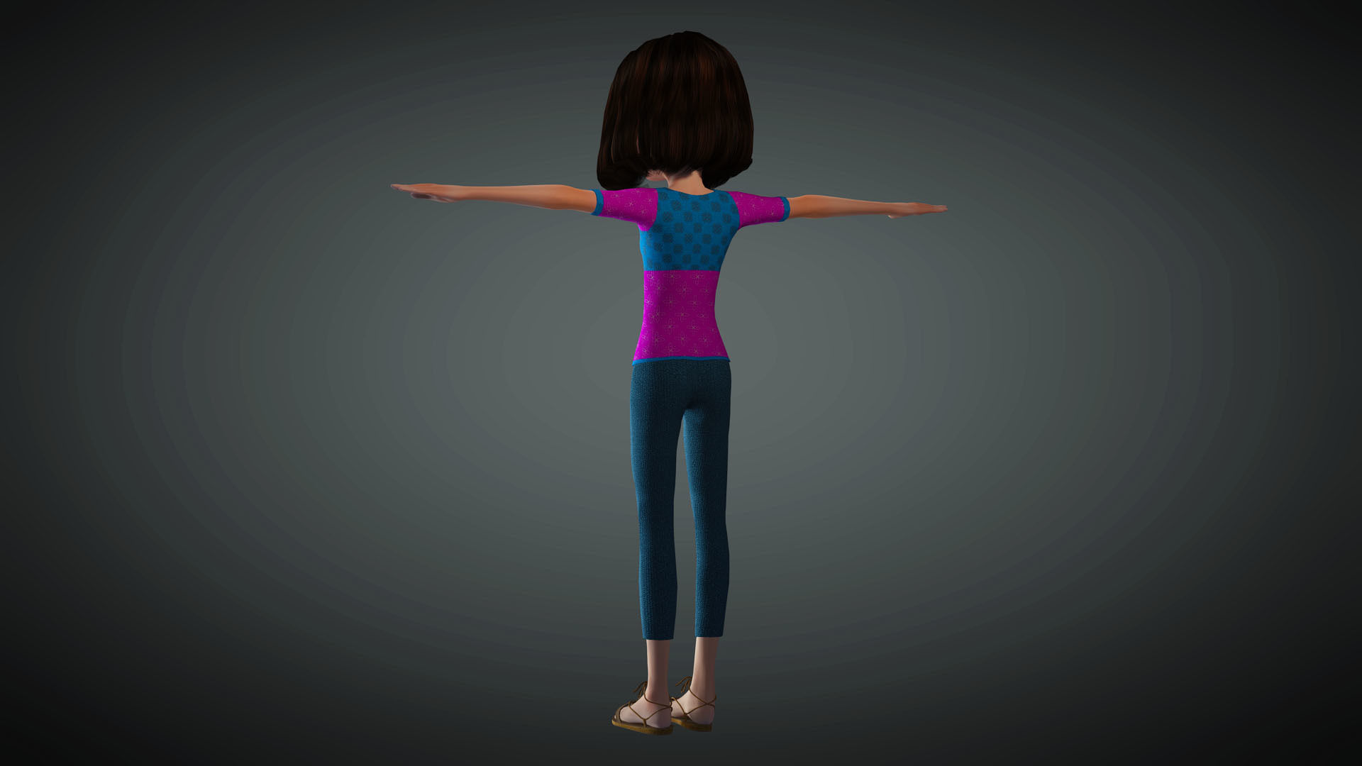 Cartoon Girl Full Rigged 3D Model 3D model_9