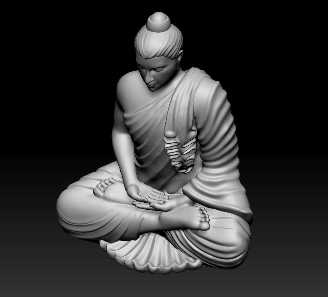 gandhara buddha statue 3D print model_11