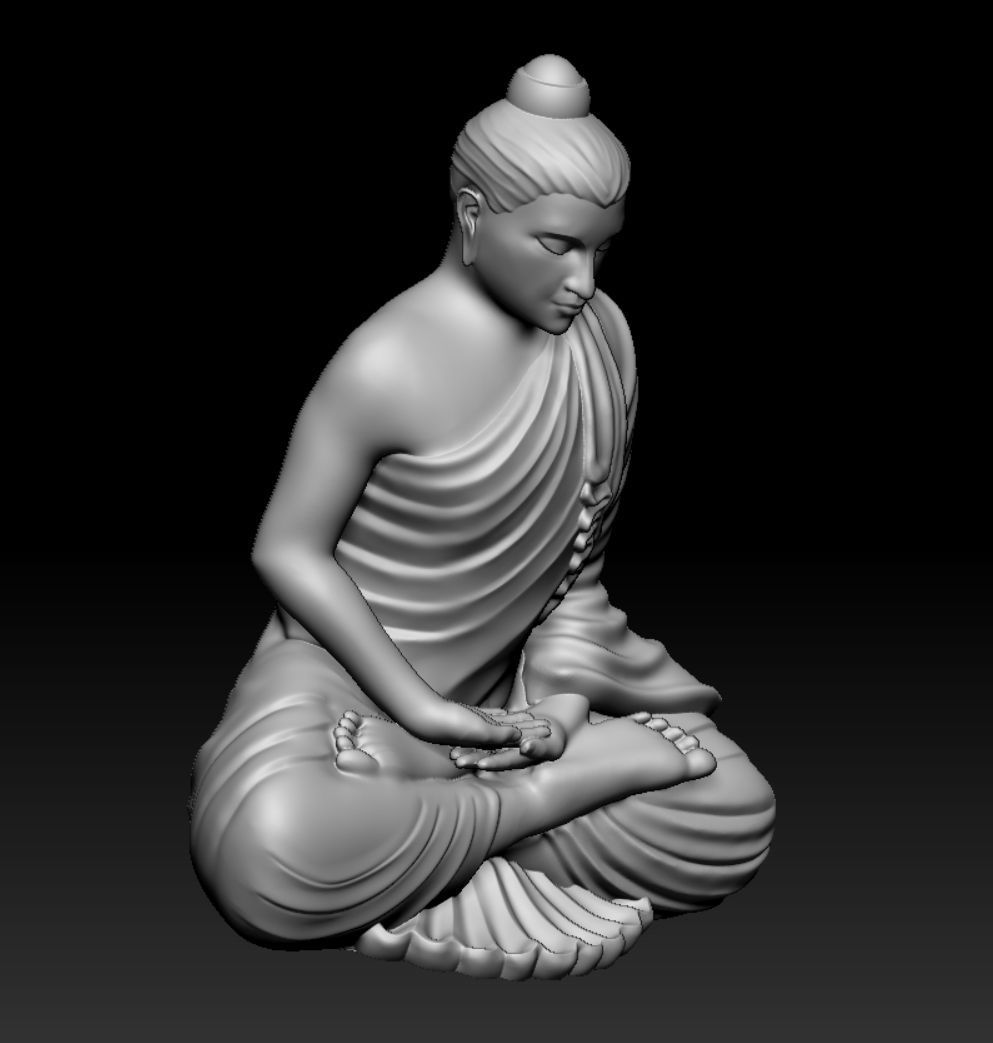 gandhara buddha statue 3D print model_12