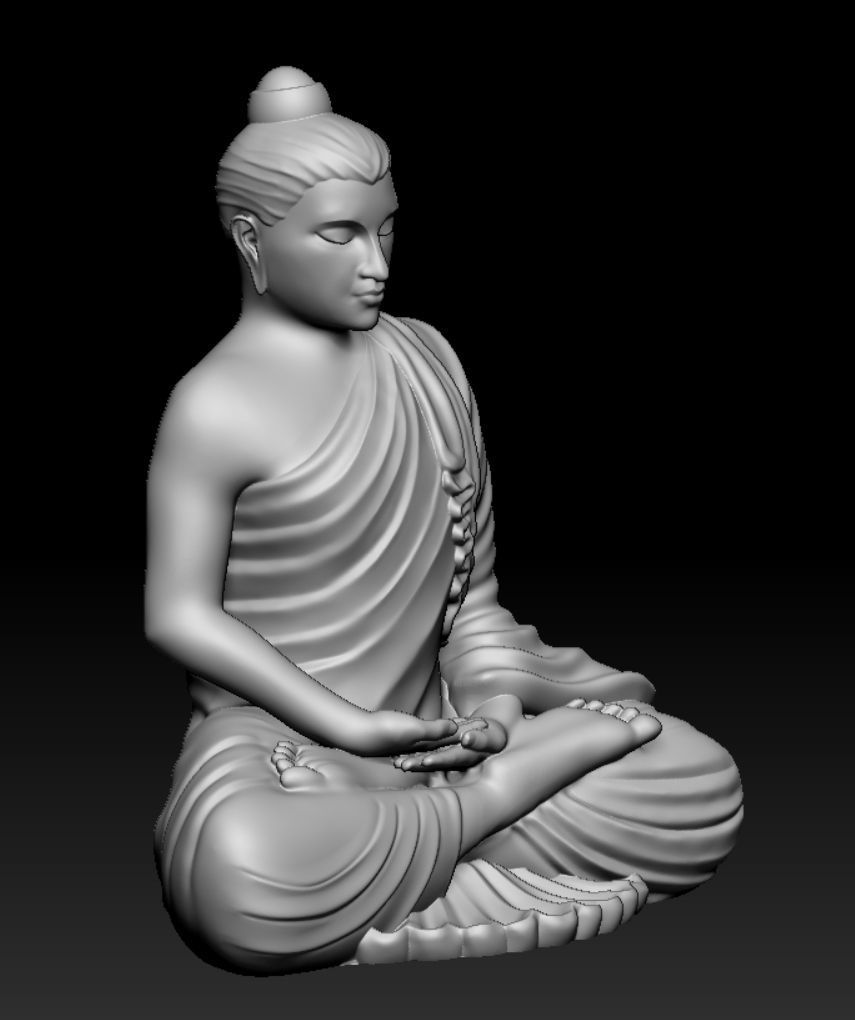 gandhara buddha statue 3D print model_8