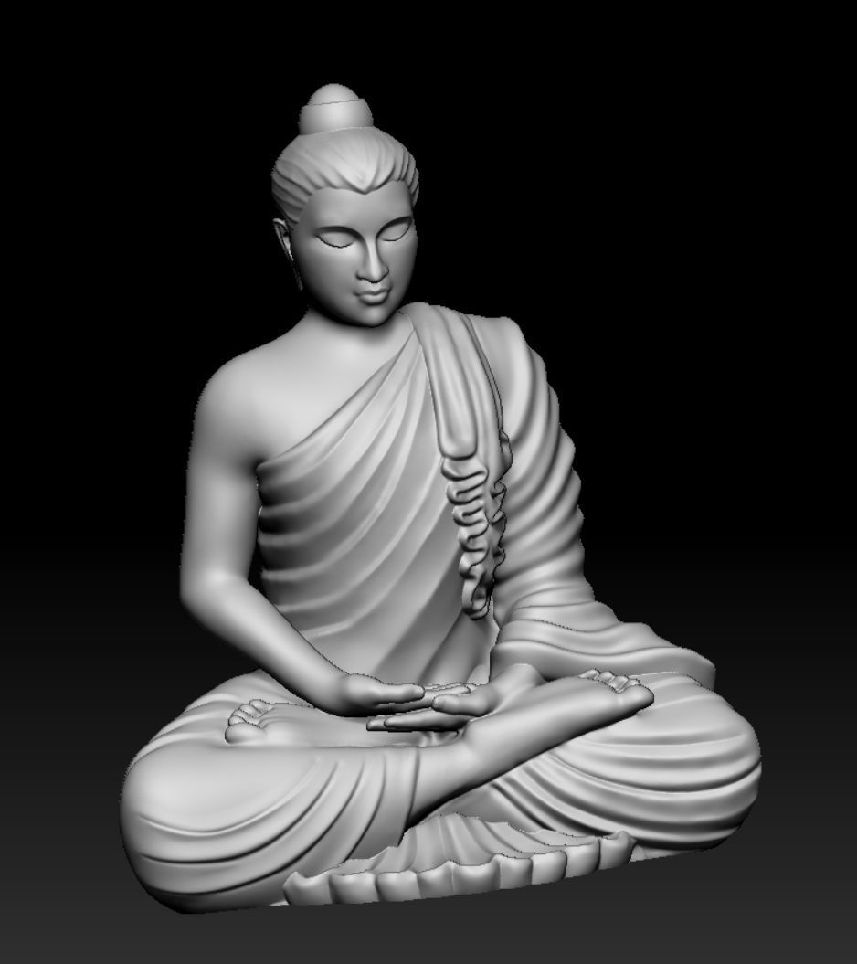 gandhara buddha statue 3D print model_9