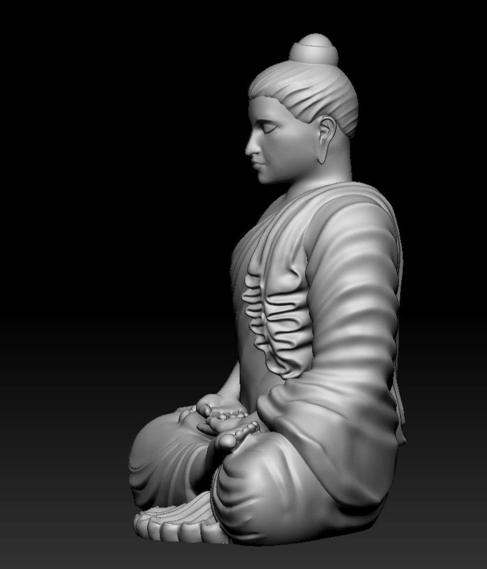 gandhara buddha statue 3D print model_2