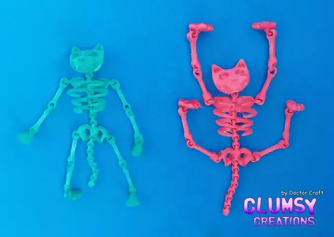 CLUMSY PRINT-IN-PLACE SKELETON CAT FLEXI HALLOWEEN 3D print model