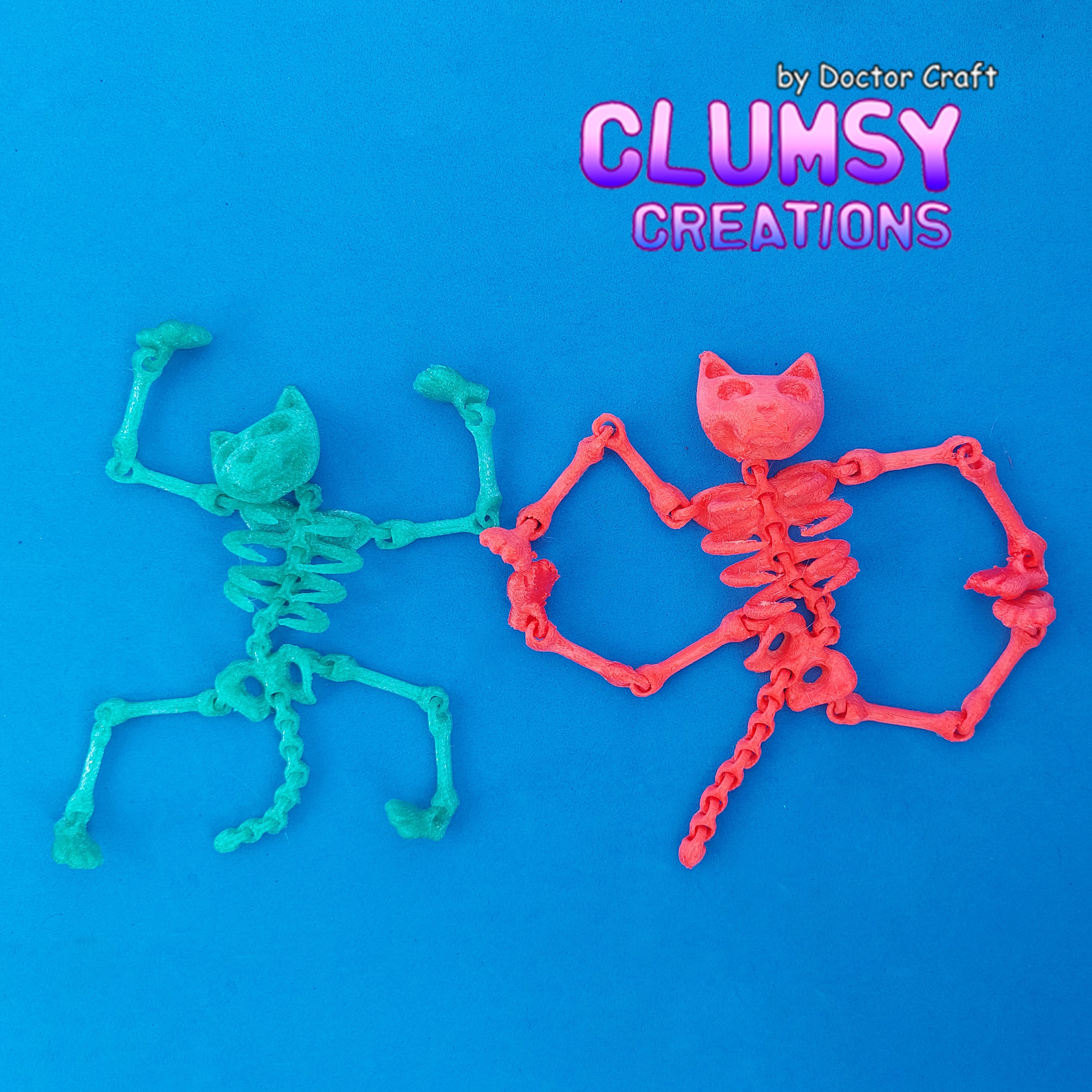CLUMSY PRINT-IN-PLACE SKELETON CAT FLEXI HALLOWEEN 3D print model_1