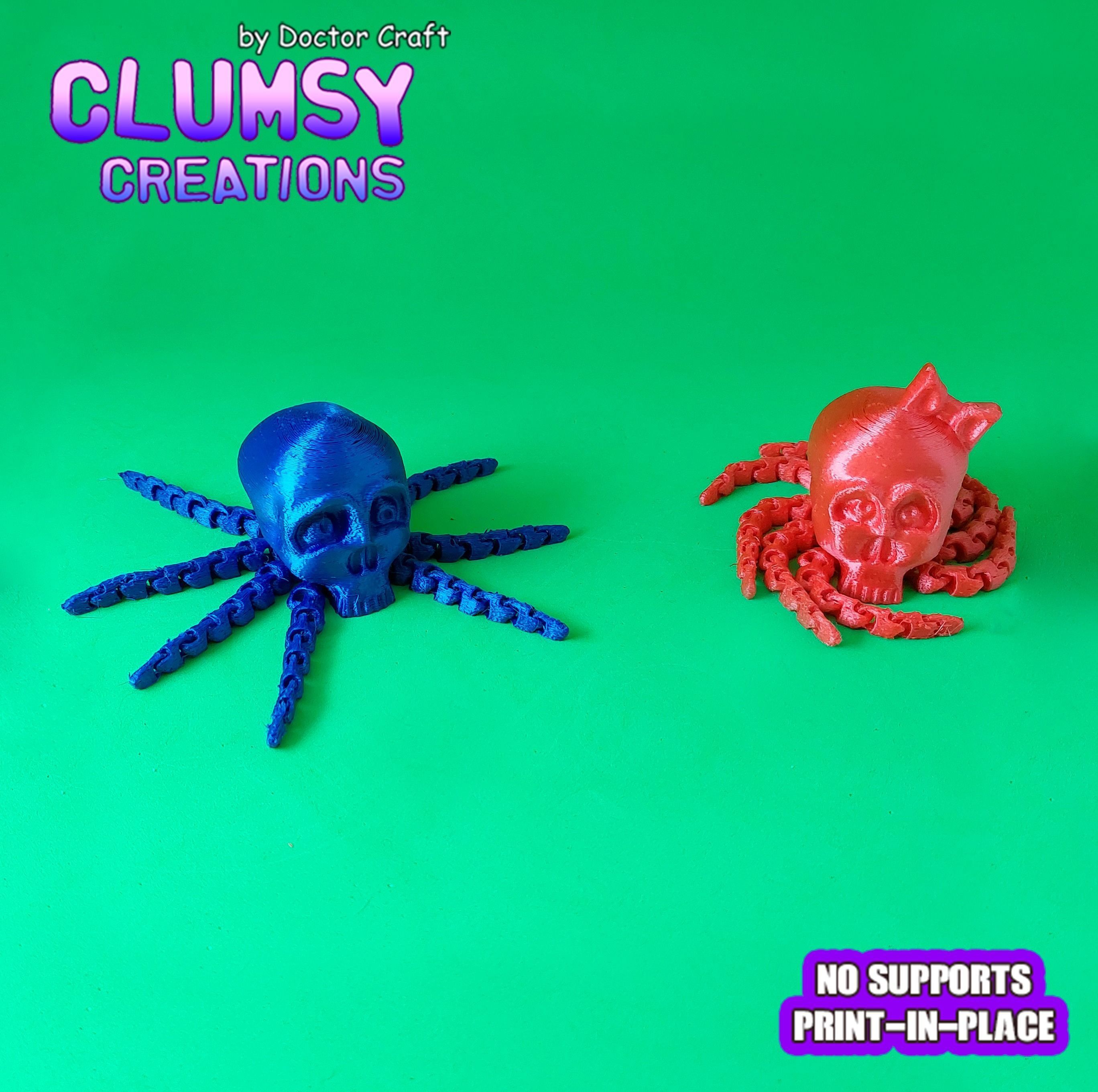 FLEXI OCTOPUS HALLOWEEN SKULL 3D print model_3