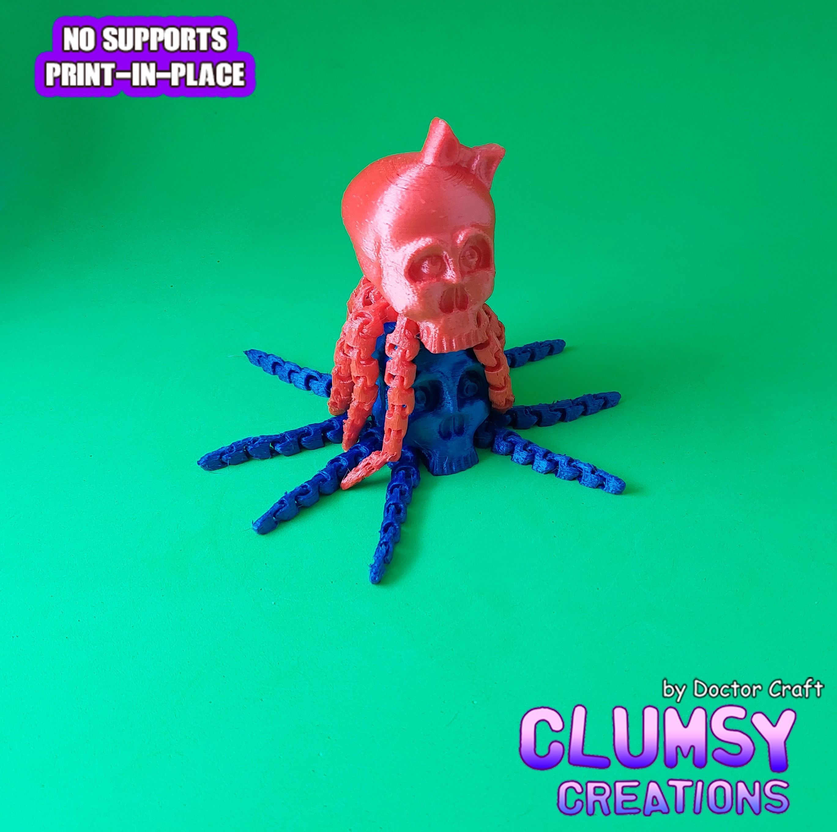 FLEXI OCTOPUS HALLOWEEN SKULL 3D print model_2