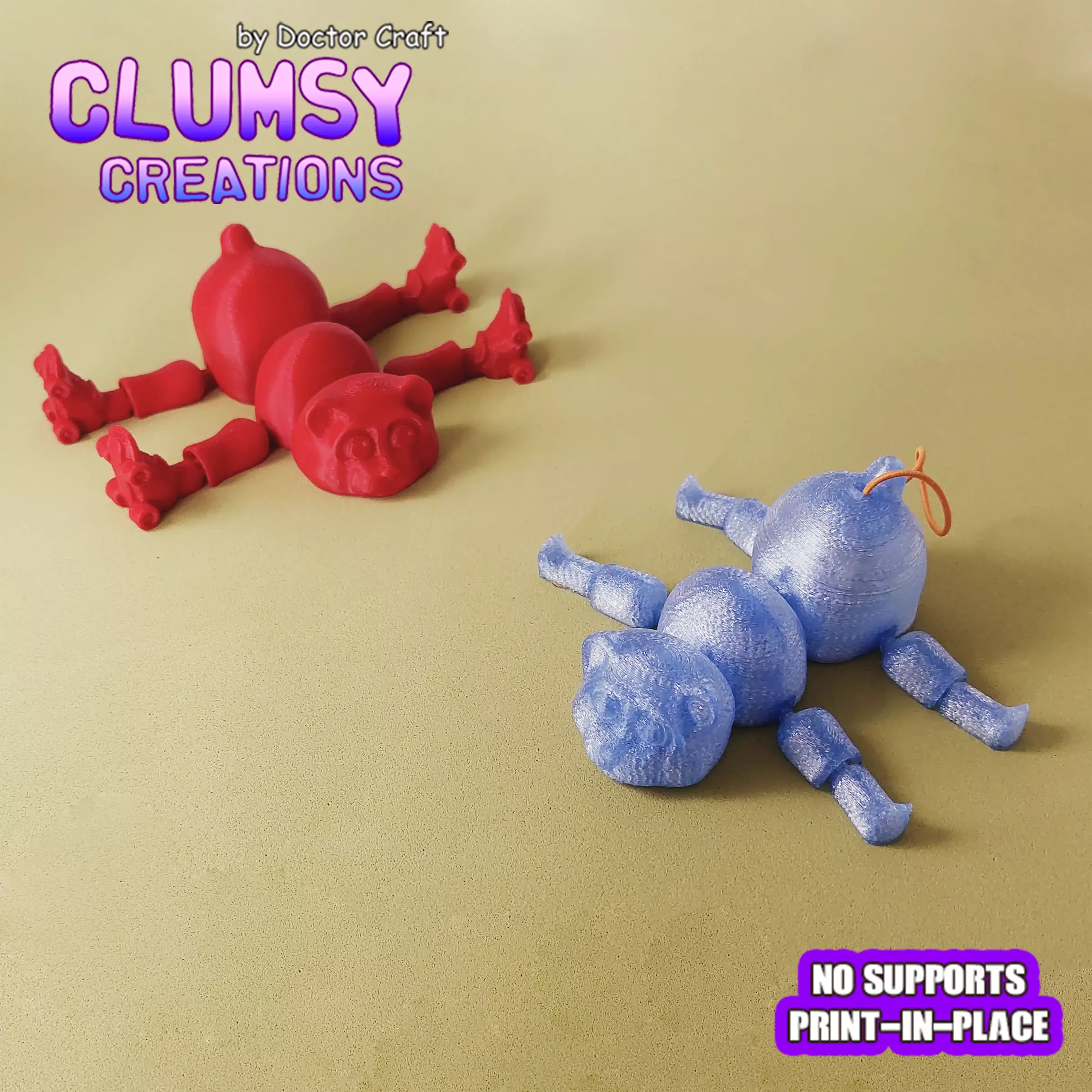 CLUMSY PANDA BEAR TRINKET FLEXI 3D print model