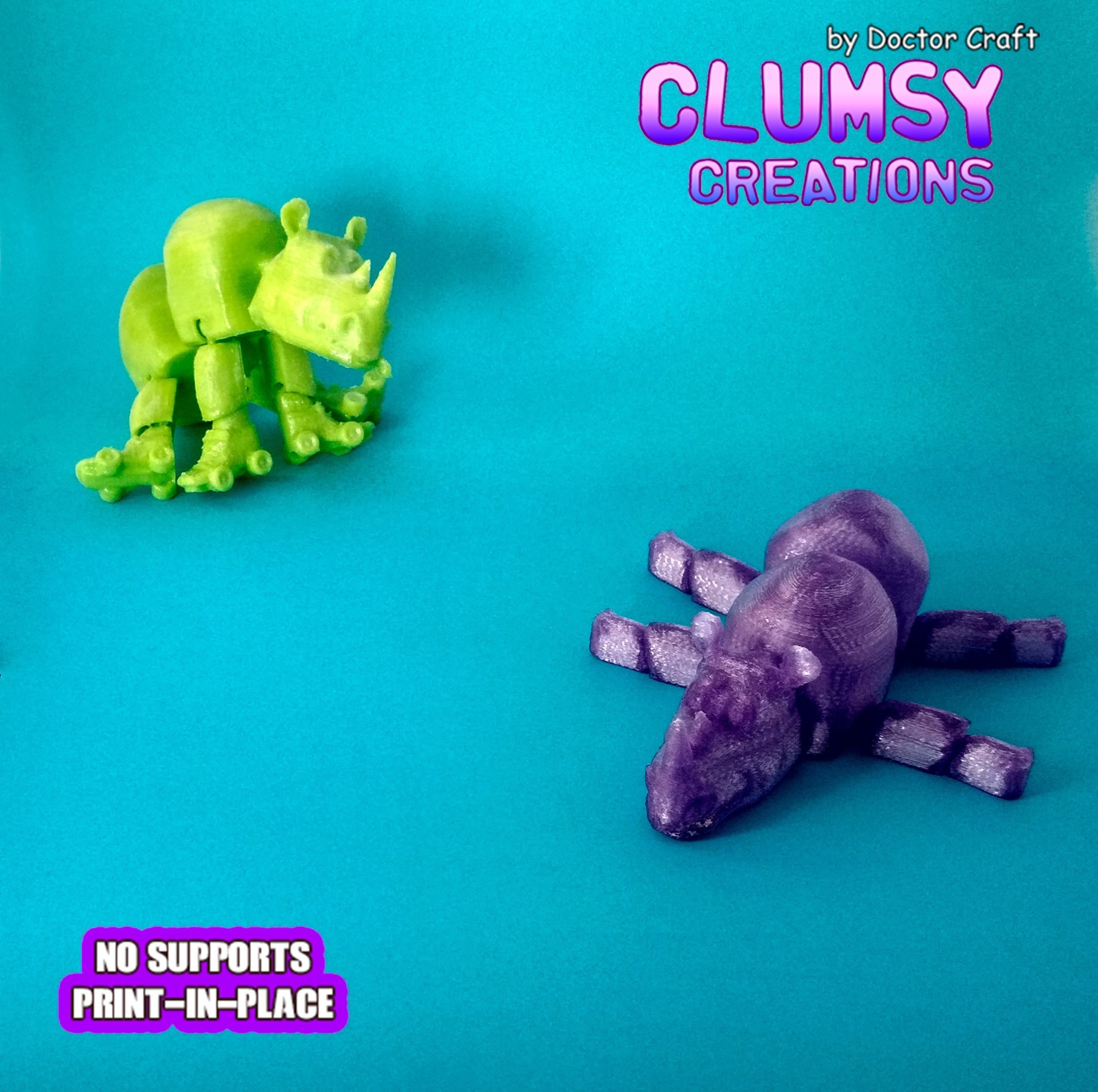 CLUMSY RHINO TRINKET FLEXI 3D print model_1