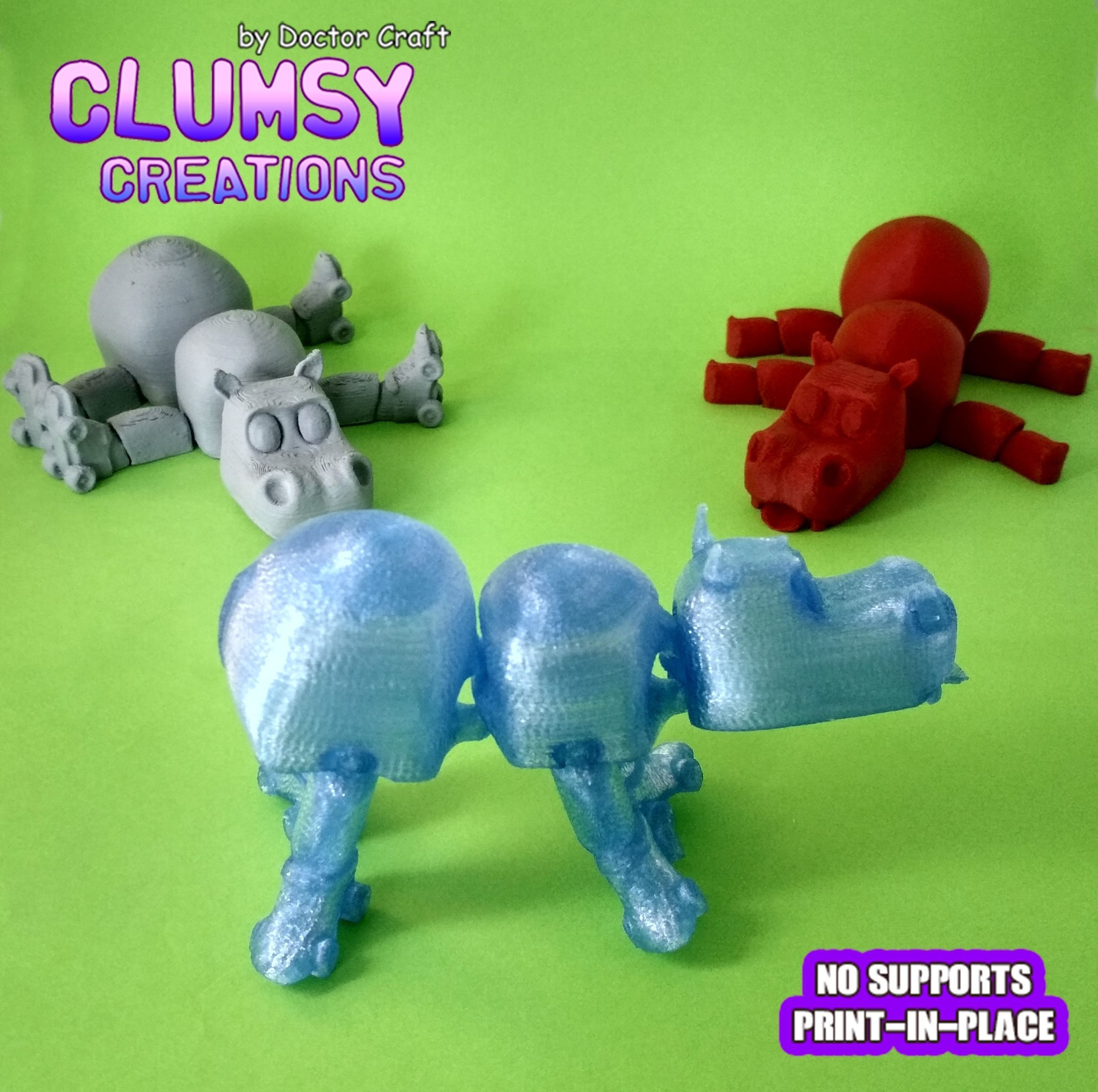 CLUMSY HIPPO TRINKET FLEXI 3D print model_1