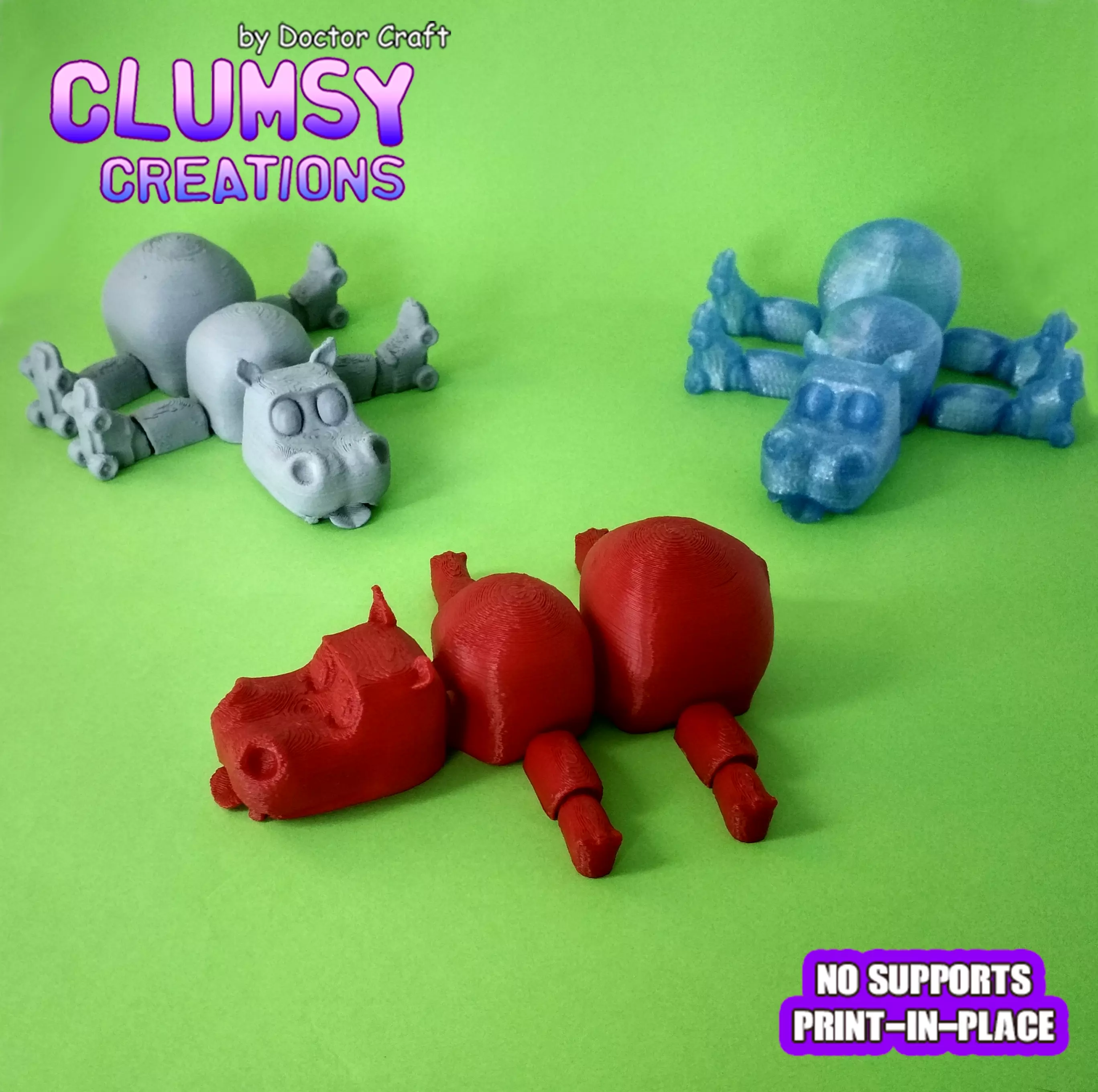 CLUMSY HIPPO TRINKET FLEXI 3D print model_0