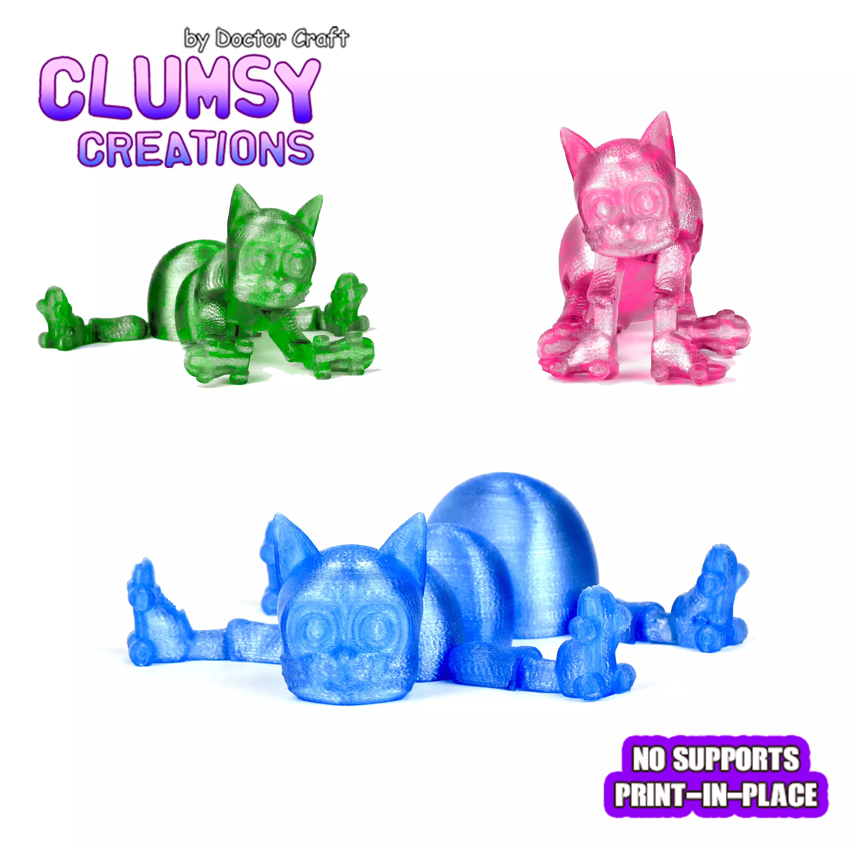 CLUMSY CAT TRINKET FLEXI 3D print model