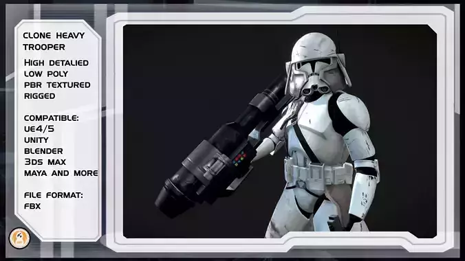 Clone heavy trooper phase 2 Low-poly 3D model