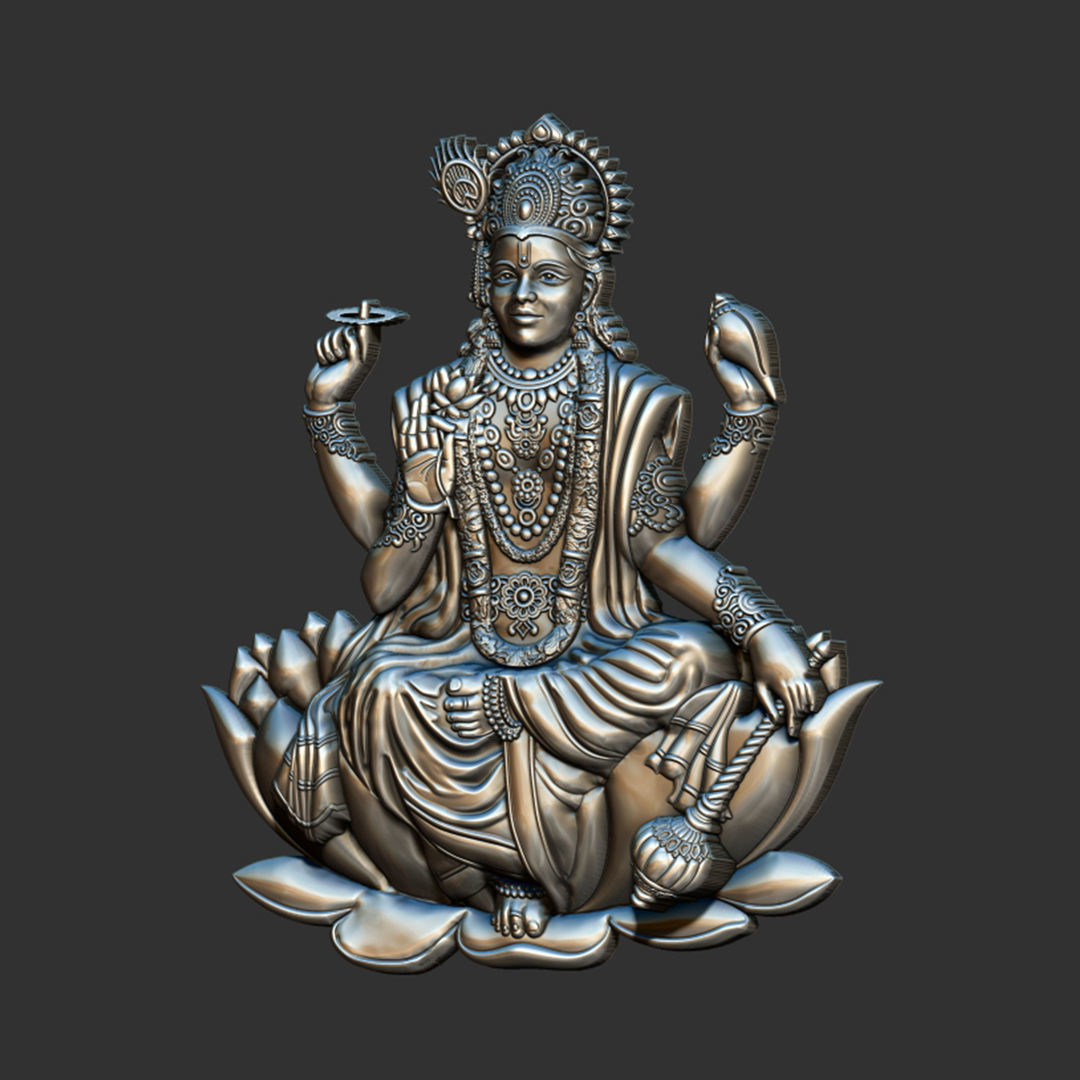 Lord Vishnu On Lotus  3D print model_2