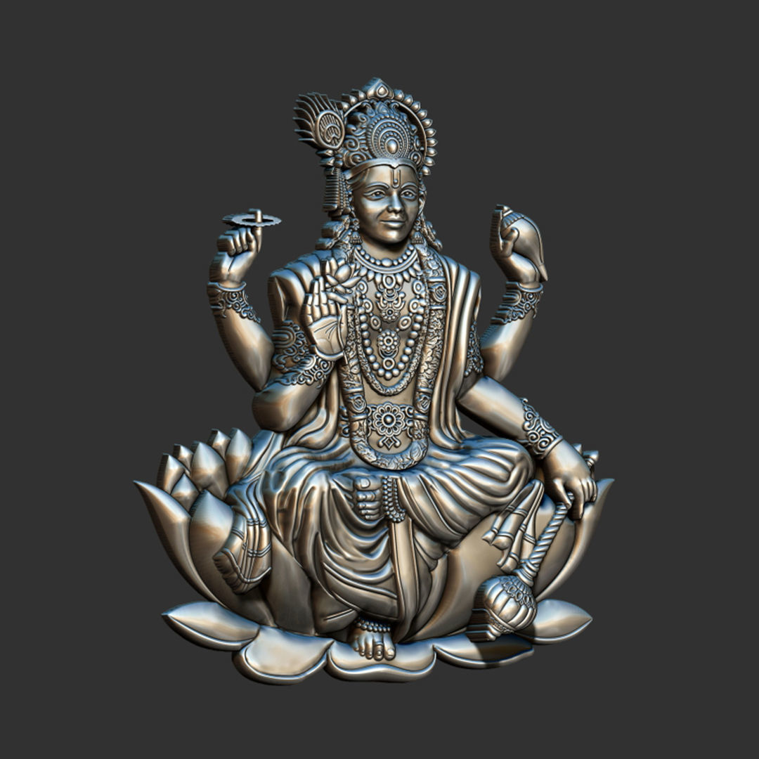 Lord Vishnu On Lotus  3D print model_1