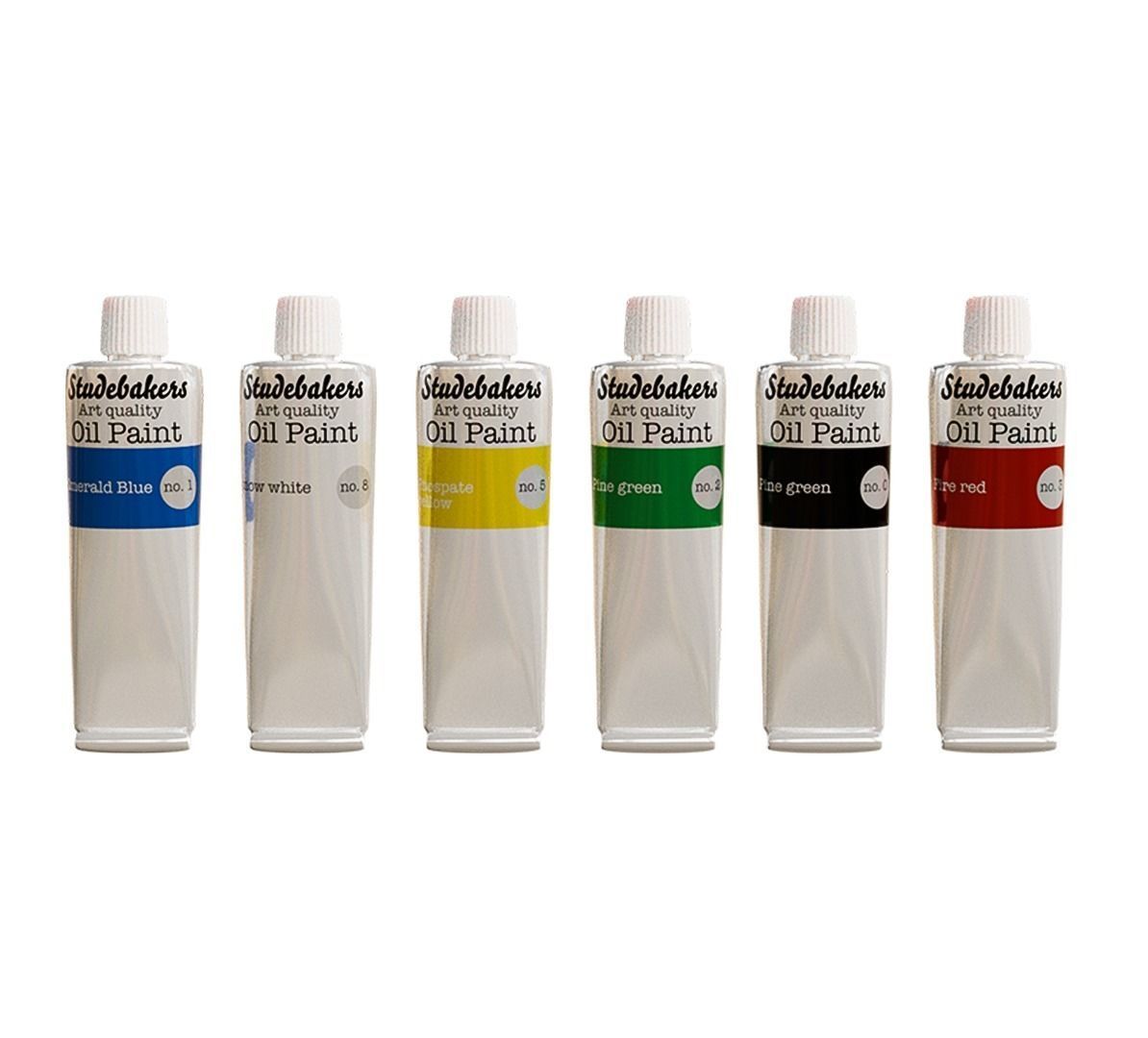 Set of tubes of oil paint Low-poly 3D model_1