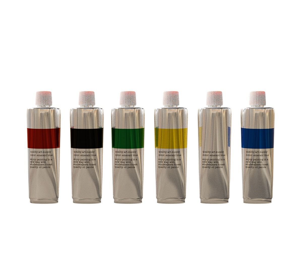 Set of tubes of oil paint Low-poly 3D model_2