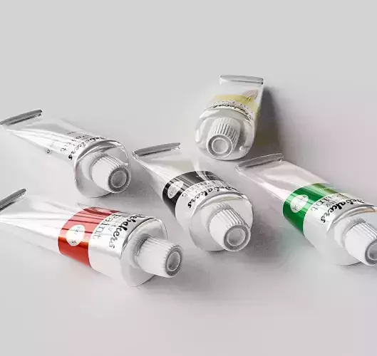 Set of tubes of oil paint Low-poly 3D model