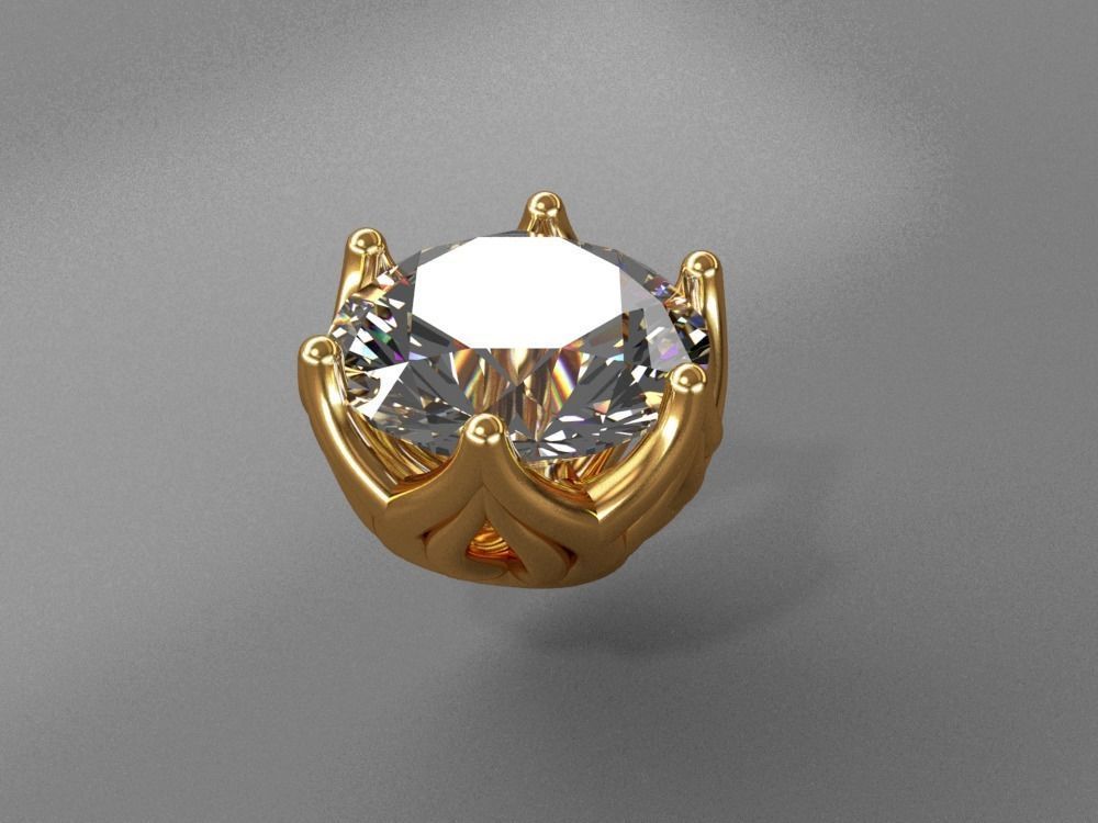 solitaire ring head lotus shape engagement stud earrings package 3D print model_5