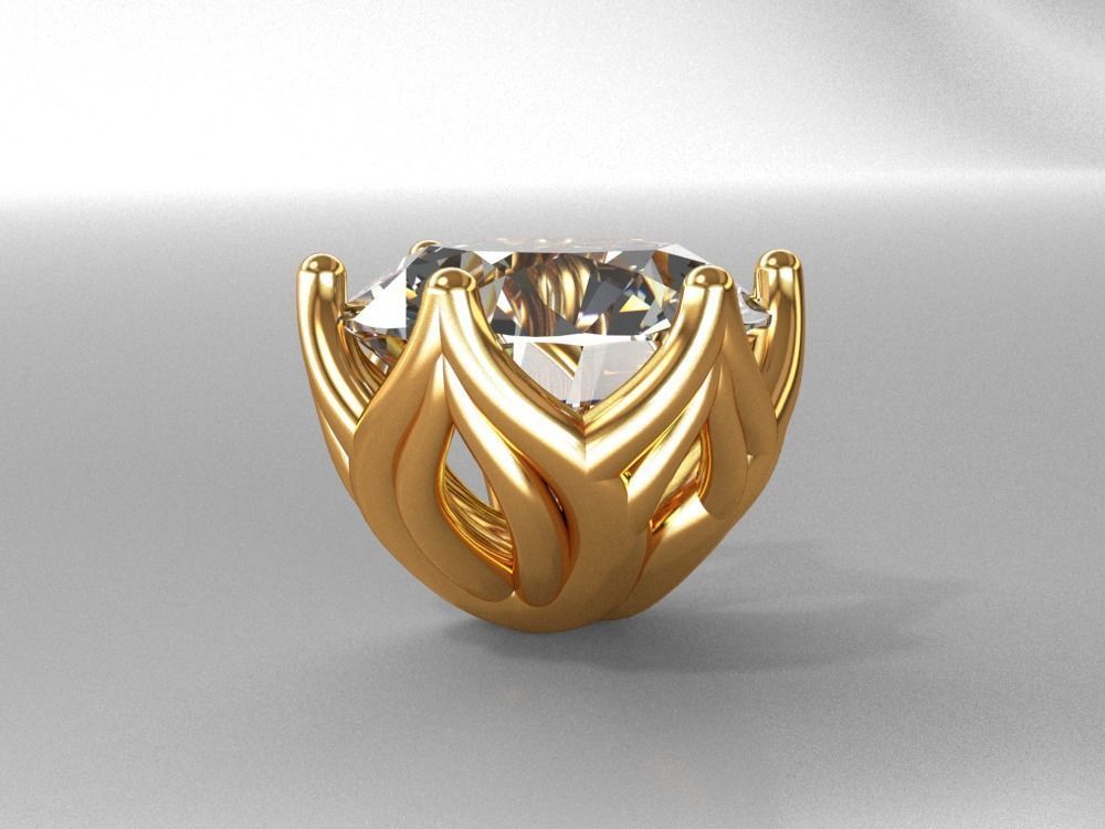 solitaire ring head lotus shape engagement stud earrings package 3D print model_1